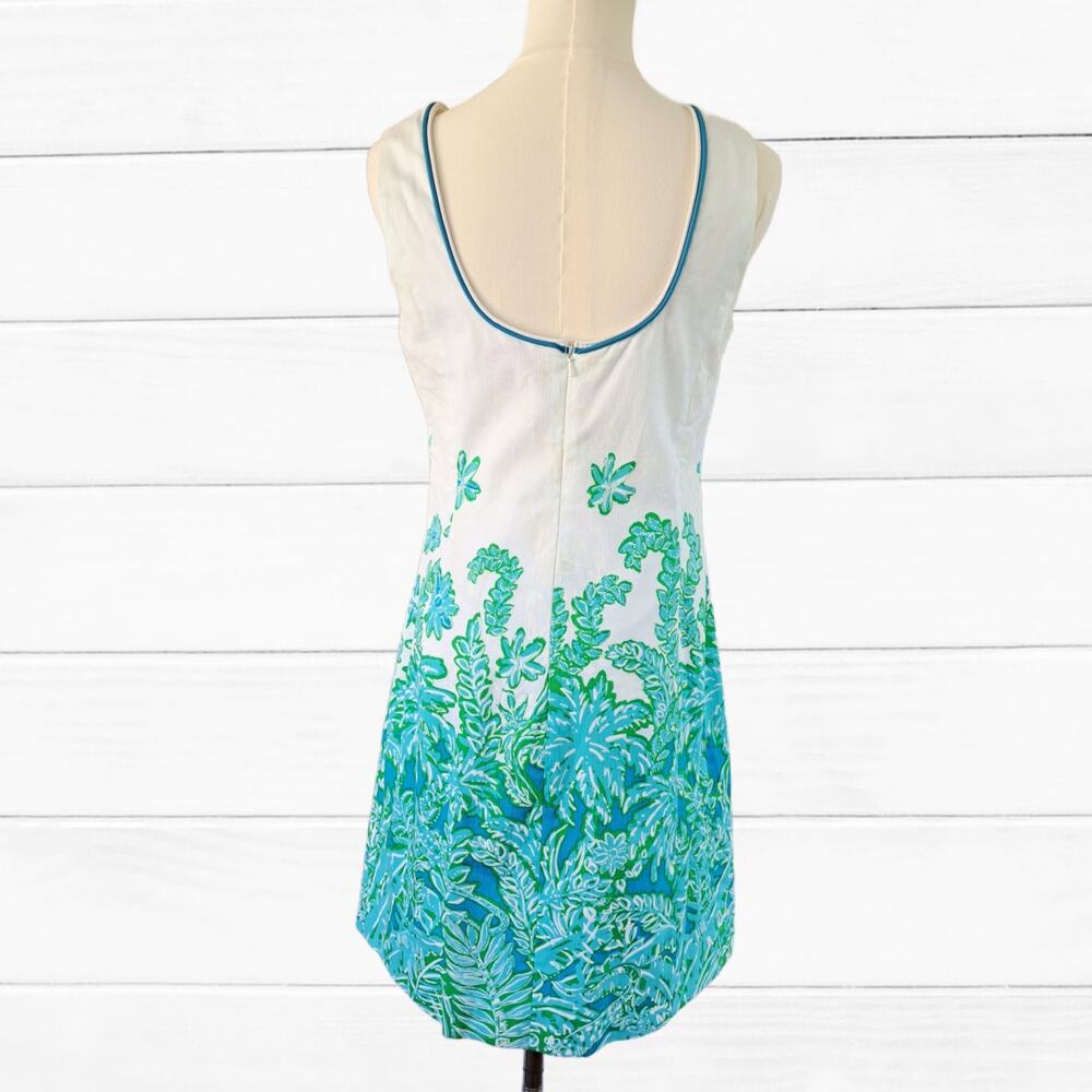 Lilly Pulitzer Carlow Shift Mini Dress Size 6 Resort White Palm Party Blue - Picture 4 of 12